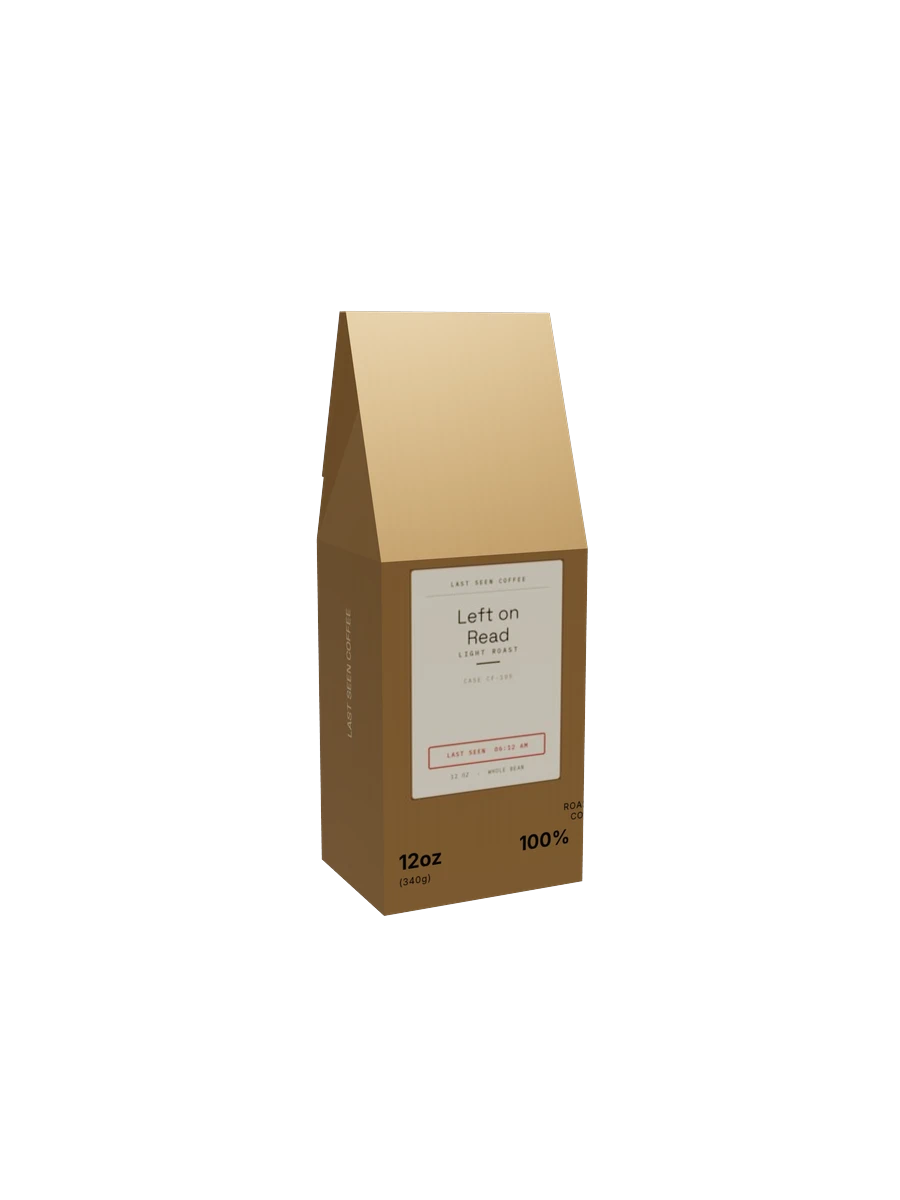 Left on Read, a 12oz box of light roast coffee